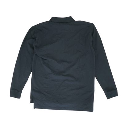 Black Solid Long Sleeve Polo
