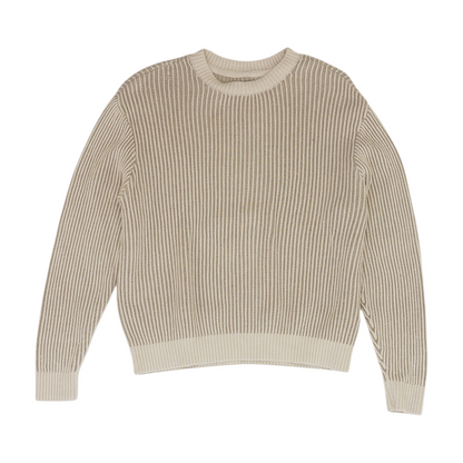 Beige Striped Pullover Sweater