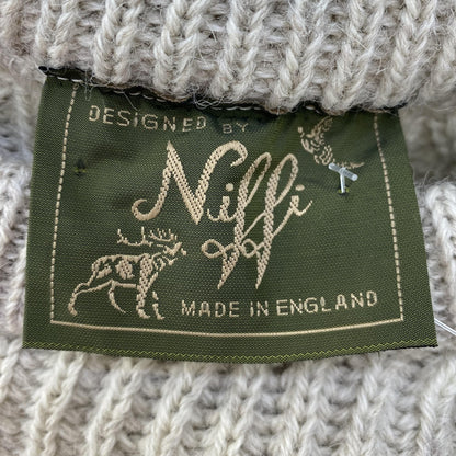 Vintage Beige Wool And Suede Pullover Sweater