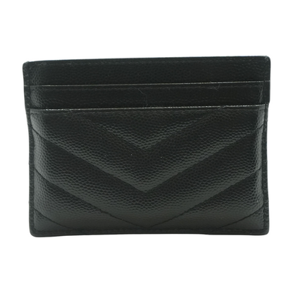 Black Cassandre Matelasse Card Case in Grain De Poudre Leather
