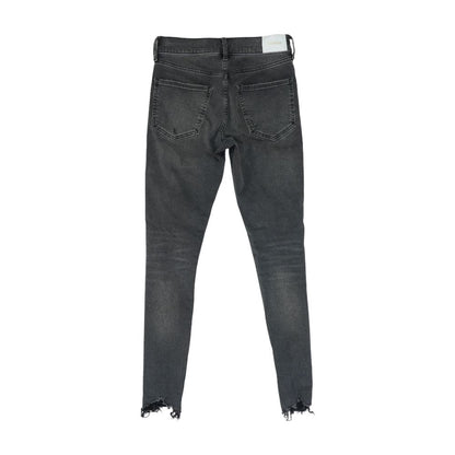 Gray Solid Mid Rise Skinny Leg Jeans