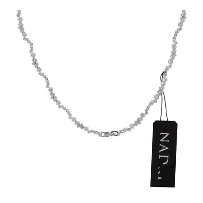 Rhodium Plated Cubic Zirconia Cluster Y Statement Necklace