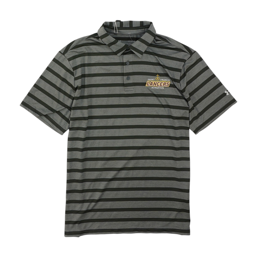 Gray St. Francis Lancers Striped Short Sleeve Polo