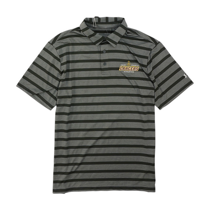 Gray St. Francis Lancers Striped Short Sleeve Polo