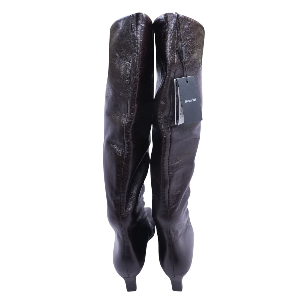Brown/Burgundy Heeled Leather Knee High Boots