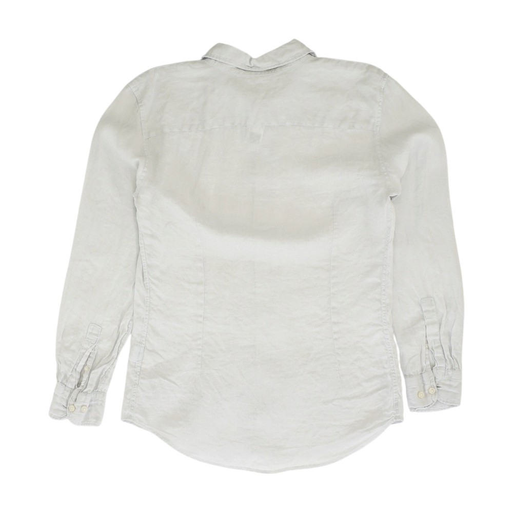 White Solid Long Sleeve Button Down