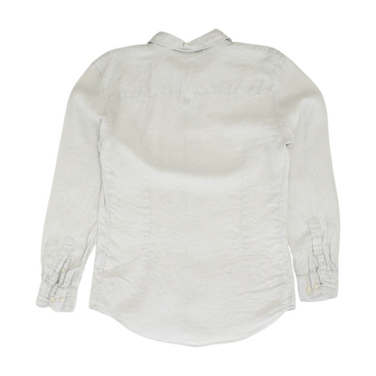 White Solid Long Sleeve Button Down