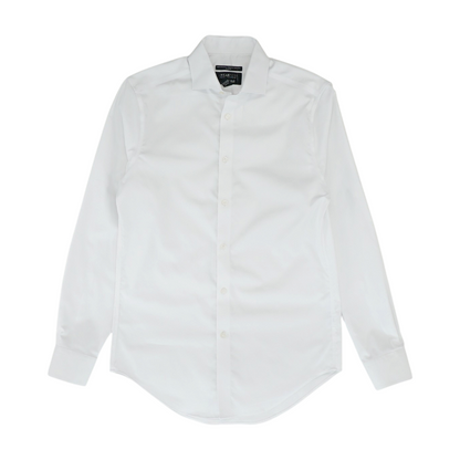 White Solid Long Sleeve Button Down