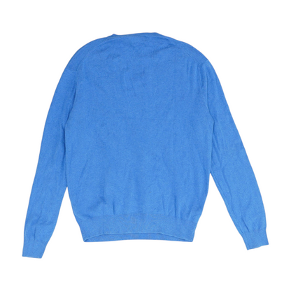 Blue Solid Pullover Sweater