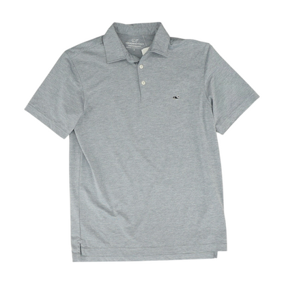 Gray Striped Short Sleeve Polo