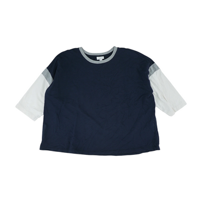 Navy Plus Color Block Blouse