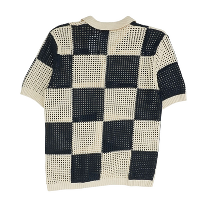 Beige Check Short Sleeve Button Down