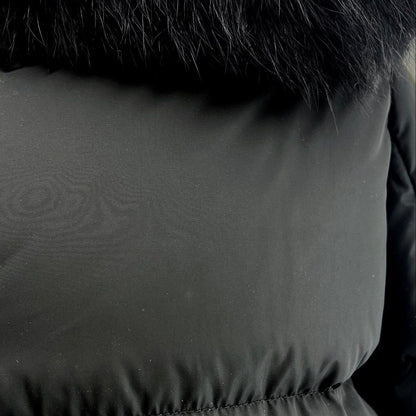 Black Mesange Fox Fur Collar Puffer Coat