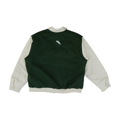 Green Color Block Varsity Jacket