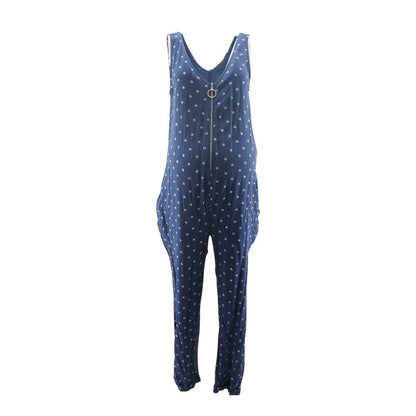 Blue Graphic Maternity Jumpsuit
