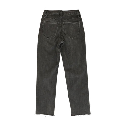Black Solid High Rise Straight Leg Jeans