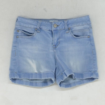 Blue Solid Denim Shorts