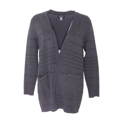 Gray Striped Cardigan Sweater