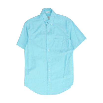Turquoise Solid Short Sleeve Button Down