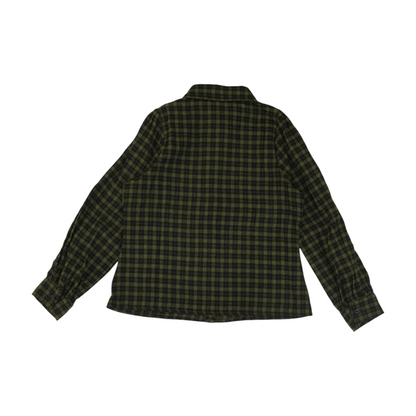 Green Plaid Long Sleeve Button Down