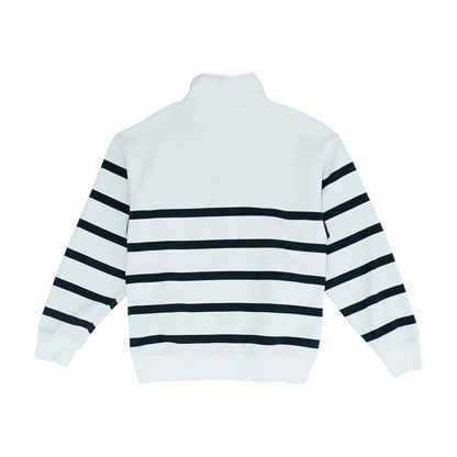 Beige Striped 1/4 Zip Pullover
