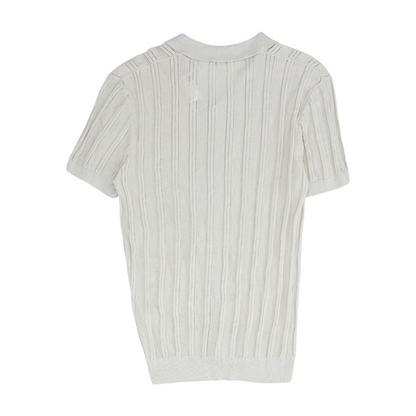 Beige Solid Short Sleeve Polo