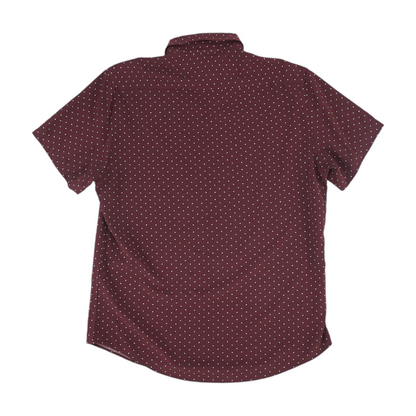 Maroon Polka Dot Short Sleeve Button Down