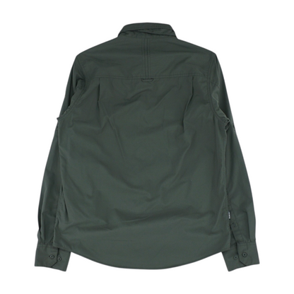 Green Solid Long Sleeve Button Down