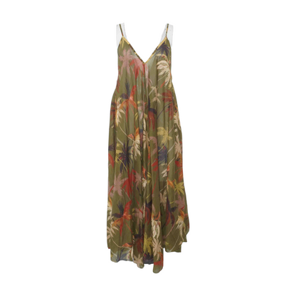 Olive Tropical Midi Dress