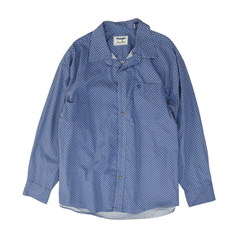 Blue Abstract Long Sleeve Button Down