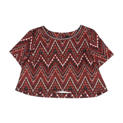 Red Misc. Short Sleeve Blouse
