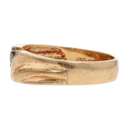 10K Gold Diagonal Set Round Diamond Band