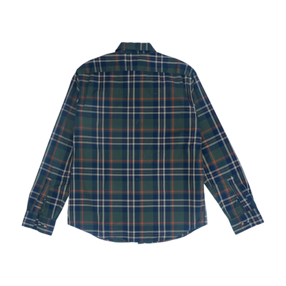 Green Plaid Long Sleeve Button Down