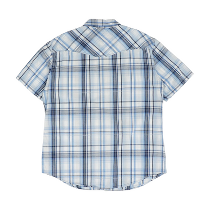Blue Plaid Short Sleeve Button Down