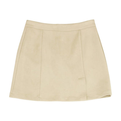 Khaki Solid Mini Skirt