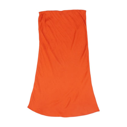 Red Solid Midi Skirt
