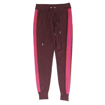 Maroon Color Block Jogger Pants