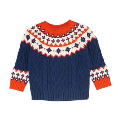 Navy Print Pullover Sweater