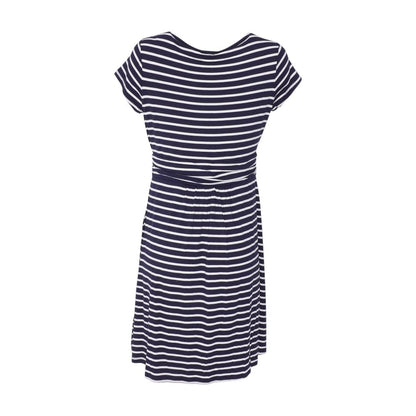 Navy Petite Striped Midi Dress