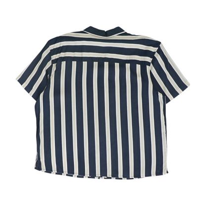 Navy Striped Short Sleeve Button Down