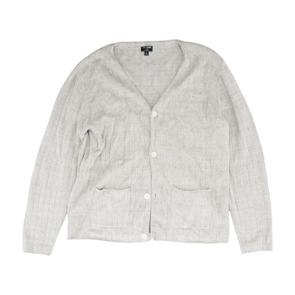 Beige Solid Cardigan Sweater