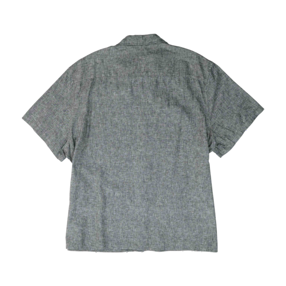 Gray Solid Short Sleeve Button Down