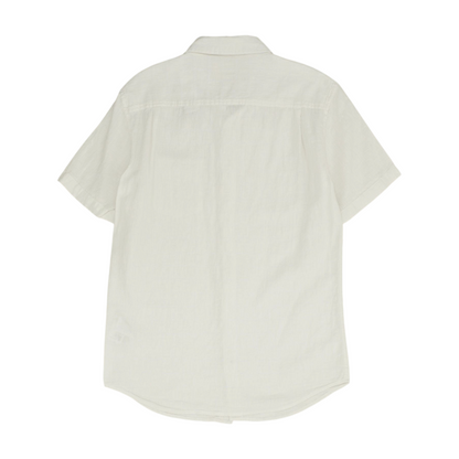 Ivory Solid Short Sleeve Button Down