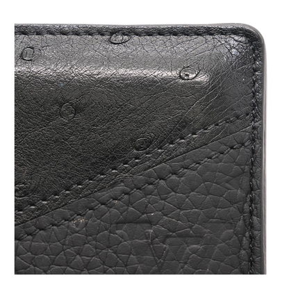 Black Pocket Organizer in Ostrich, Crocodile, & Monogram Empreinte Leather