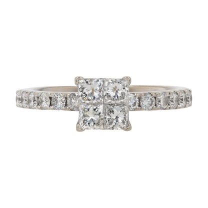 1 1/6 ctw 10K White Gold Diamond Engagement Ring