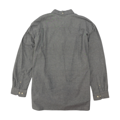 Gray Solid Long Sleeve Button Down