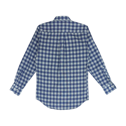 Navy Plaid Long Sleeve Button Down