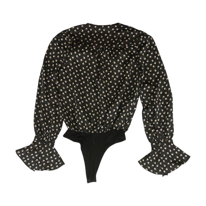 Black Floral Long Sleeve Blouse