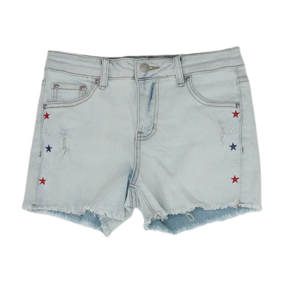 Blue Solid Denim Shorts