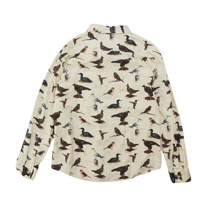 Beige Graphic Flannel Button Down